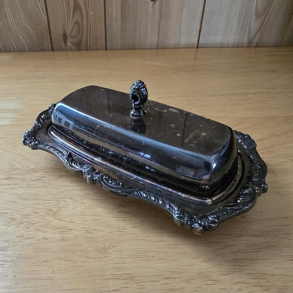 Poole Old English Silverplate Butter Dish #5011 w/‎ Lid Vintage